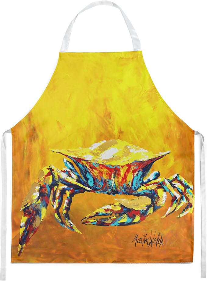 Caroline's Treasures Crab Called the Bigger Jigger Apron Cooking Kitchen Server Baking Crafts Gardening for Adult Women Men, Unisex, Large, Multicolor