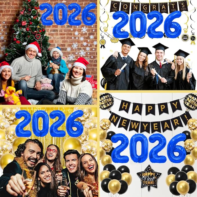 2026 Balloons Royal Blue 2026 Number Balloons New Year Decorations 2026 Numbers 40 Inch Large 2026 Mylar Foil Balloons for 2026 New Years Eve Party Supplies Graduation Christmas Birthday Anniversary