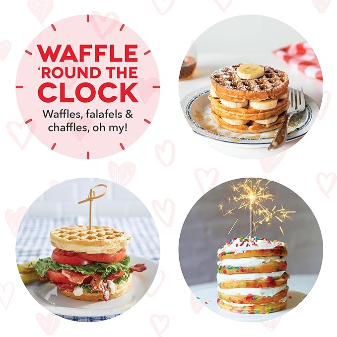 Dash Mini Waffle Maker- Mini Machine for Creative Homemade Treats - Nonstick Iron with Unique Print Design - Stylish Waffle Machine - Red Heart,(Pack of 6)