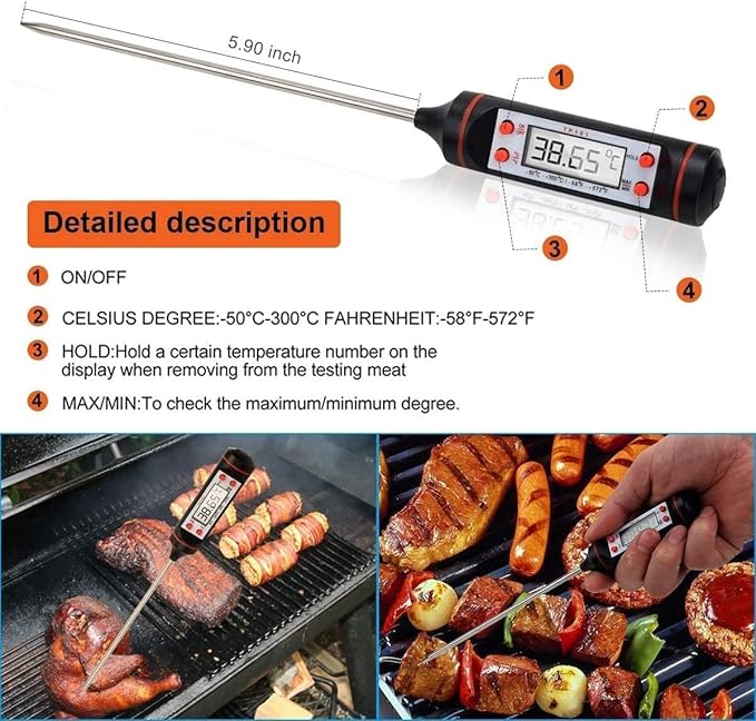EastKing Smoker Accessories Set-Grilling Oven Gloves,BBQ Claws,Meat Thermometer and Silicone Brush BBQ Set for Cooking Barbecue Baking (Black)