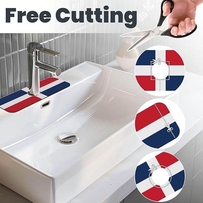 Dominican Republic Printed Faucet Absorbent mat, Suitable for bathrooms, Kitchens, and Other Sink Areas.