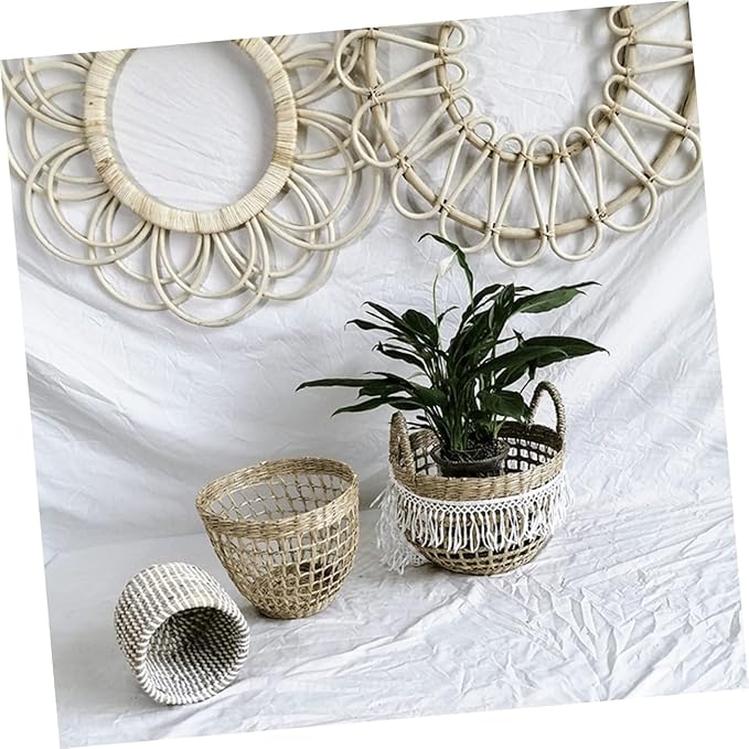 Holibanna Storage Baskets Decorative Straw Basket Multi-functional Storage Boxes for Organizing Flowers Toiletries