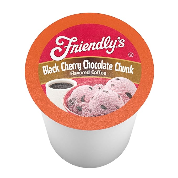 Friendly's Coffee Pods, Cherry Chocolate Ice Cream Flavored for Keurig K Cup Brewers, Black Cherry Chocolate Chunk, 40 Count (Pack of 1)