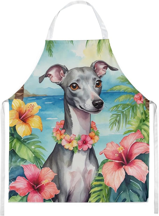 Caroline's Treasures Italian Greyhound Luau Apron Cooking Kitchen Server Baking Crafts Gardening for Adult Women Men, Unisex, Large, Multicolor