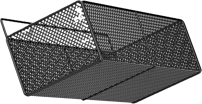 Hanging Wall Basket, Sturdy Iron Wire Mesh Wall Mounted Storage Rack with No Drill Installation for Kitchen Bathroom Home Organization (M)