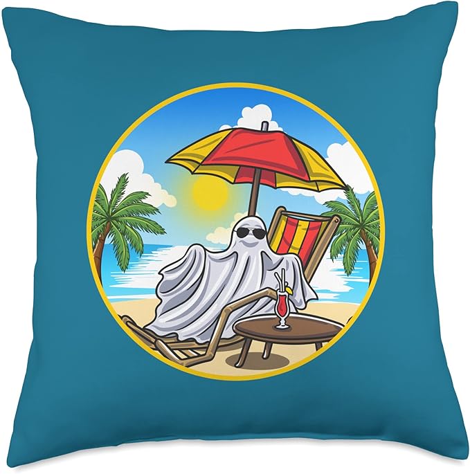 Cute Sheet Ghost Aesthetic Goth Beach Gothic Summer Ocean Throw Pillow