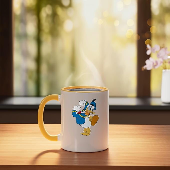 Disney Donald Duck Ready To Go Ceramic Mug, Yellow/White