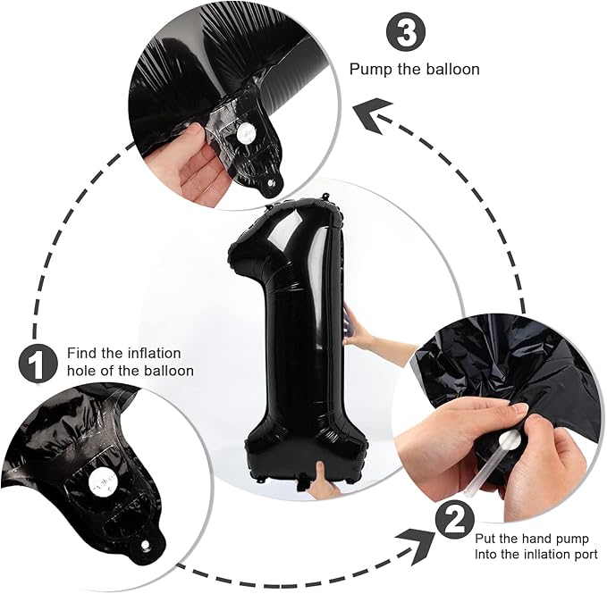 40 Inch Large Numbers Balloon, 4 Black Ballon for 4th 14 40 44 Birthday Party, Balloon 4 Number for Graduations Wedding Supplies