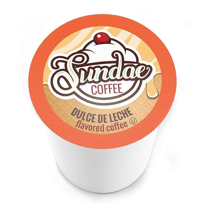 Sundae Ice Cream Flavored Coffee Pods, Compatible with 2.0 Keurig K-Cup Brewer, (Dulce de Leche) 48 Count