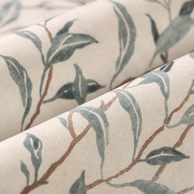 VOGOL Window Shade Curtain for Bathroom, Lovely Leaves Printed Pattern Curtain Tie Up Window Shade Rod Pocket Panel, 42 Inches Width by 63 Inches Length