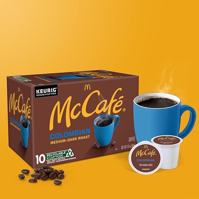 McCafe Colombian, Single Serve Coffee Keurig K-Cup Pods, Medium Roast, 10 Count (Pack of 12)