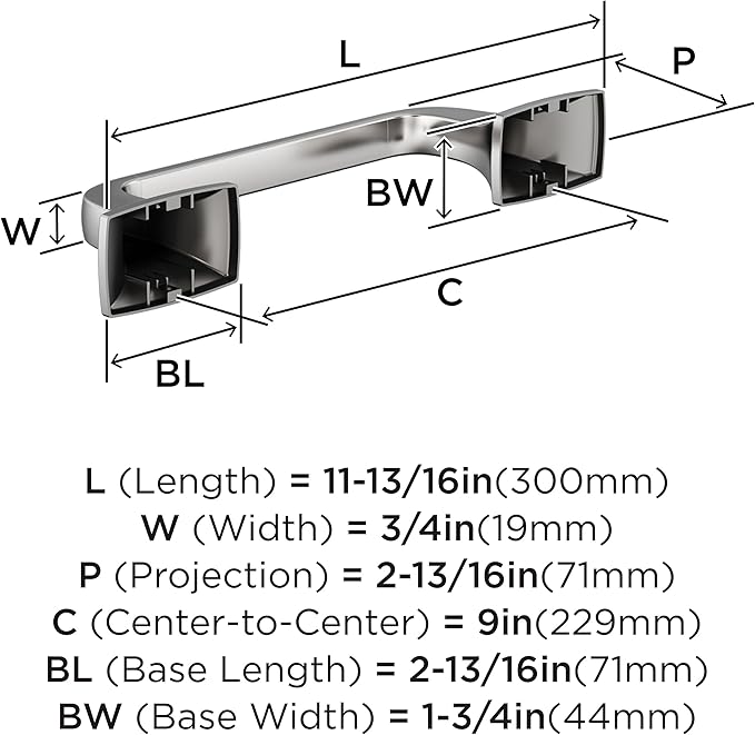 Amerock Highland Ridge Chrome 9 inch (229mm) Towel Bar, BH3601526
