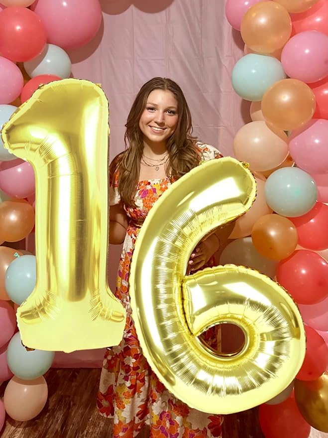 Number Balloons 1, 40 Inch One Balloons for 1st Birthday Girl Boy 1 11 21 Party Decorations Baby Shower Photo Shoot, Light Gold 1 Balloon