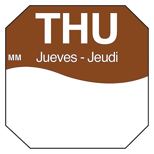 DayMark Day of The Week 1" x 1" Removable Label, THU (Roll of 1,000)