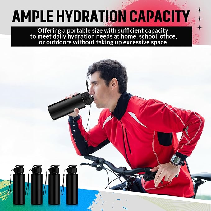 Mifoci 72 Pieces Water Bottle Bulk 17 oz Plastic Water Bottles Bulk Gym Sports Adults Reusable Large Bottles with Leak Proof Flip Top for Party Outdoor (Black)