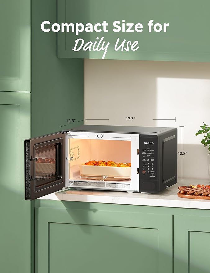COMFEE CMO-C20M1WB Countertop Microwave Oven with 11 power levels, Fast Multi-stage Cooking, Turntable Reset Function, Speedy Cooking, Weight/Time Defrost, Memory function, Children Lock, 700W