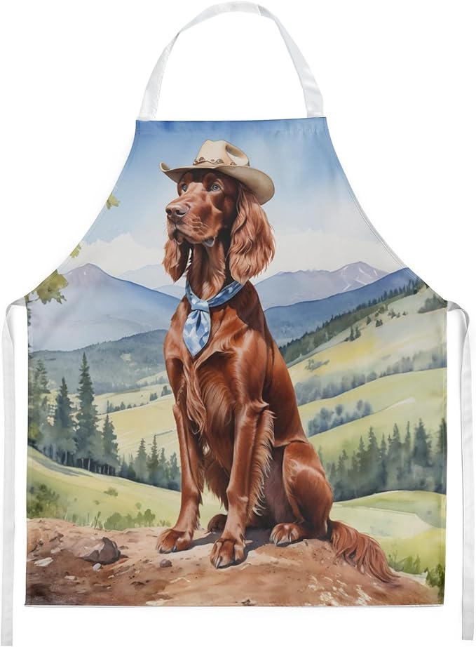 Caroline's Treasures Irish Setter Cowboy Welcome Apron Cooking Kitchen Server Baking Crafts Gardening for Adult Women Men, Unisex, Large, Multicolor