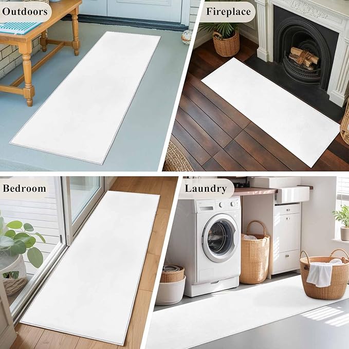 Runner Rug for Bedroom Hallway, Pure White Kitchen Runner Rugs Area Rug 2x6ft, Monochrome Plain Single Bright Color Washable Soft Floor Carpet for Entryway Stair