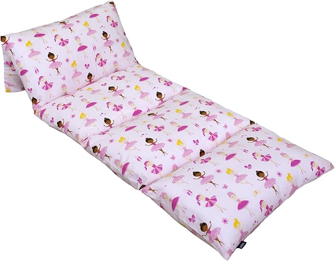 Wildkin Kids Pillowcase Lounger Cover – Travel-Friendly Sleepover Lounger, Fits Standard Pillows (Pillows Not Included), Soft Cotton Blend, Fun Patterns for Boys & Girls - Ballerina