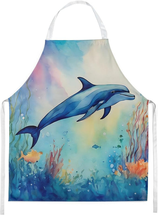 Caroline's Treasures Dolphin Apron Cooking Kitchen Server Baking Crafts Gardening for Adult Women Men, Unisex, Large, Multicolor