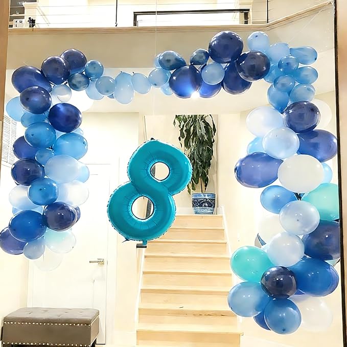 Number 18 Balloon, 18 Balloons for Birthday Party, 40 Inch 81 Number Balloons, Light Blue Digital Balloons for Adult Ceremony Wedding Anniversaries Party