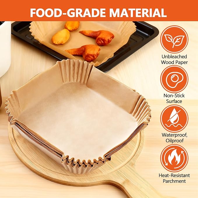 UBeesize Parchment Liners for Ninja Crispi Air Fryer, Disposable 250 (125+125) PCS Ninja Crispi Accessories for Ninja Crispi 4-in-1 Portable Glass, Non-Stick Unbleached Paper Liners