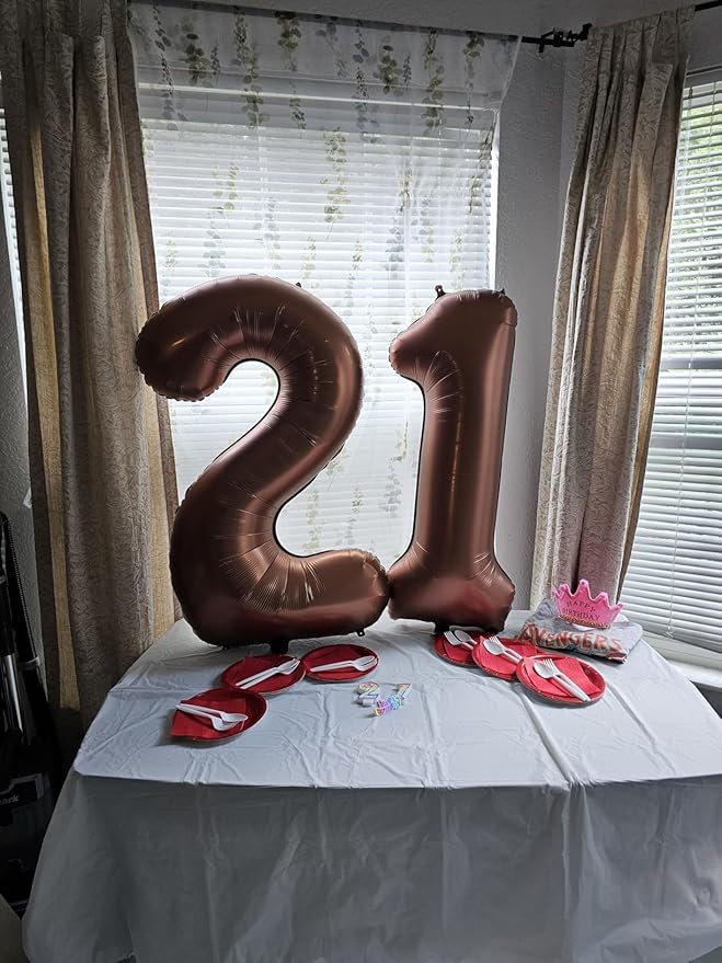 1 Balloons Number for First Birthday, Balloon Numbers 40 Inch, Coffee Brown for Baby Shower, 1St Big Baloon for 1 11 12 13 16 18 21 Birthday Wedding Anniversaries Party