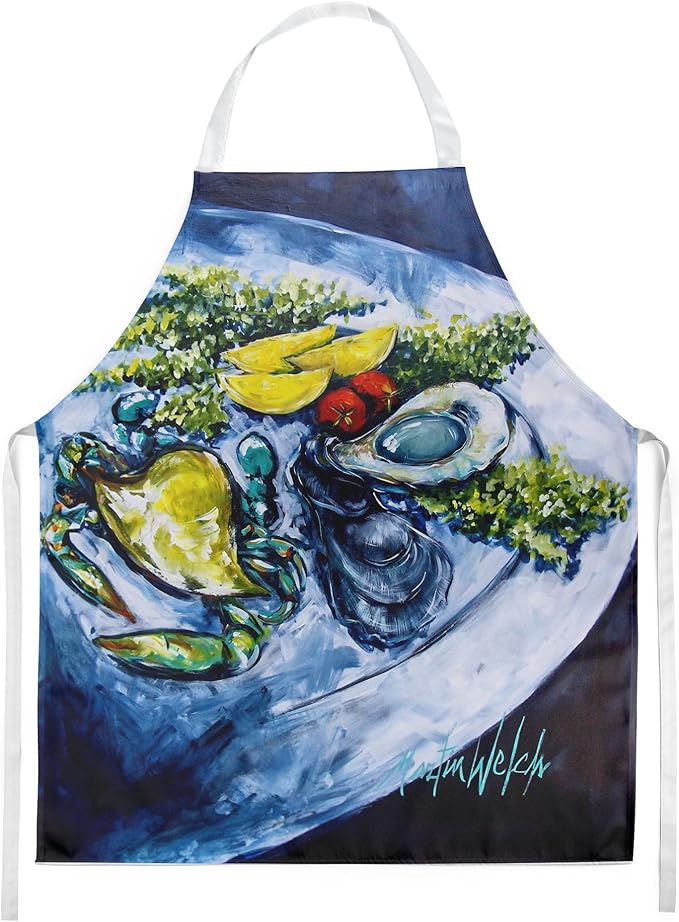 Caroline's Treasures Oyster Plate Apron Cooking Kitchen Server Baking Crafts Gardening for Adult Women Men, Unisex, Large, Multicolor