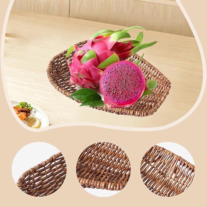 Storage Basket Made of Imitation Rattan, Woven Basket, Multifunctional, Shelf, Vanity Tray for Organizing The Coffee Table, M