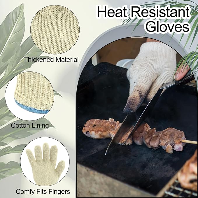 Luomorgo 1 Pair Heat Resistant Gloves, 480°C / 896°F Oven Gloves Oven Mitts, Hot Food Gloves for BBQ, Grilling, Baking, Cooking