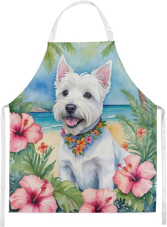 Caroline's Treasures Westie Luau Apron Cooking Kitchen Server Baking Crafts Gardening for Adult Women Men, Unisex, Large, Multicolor
