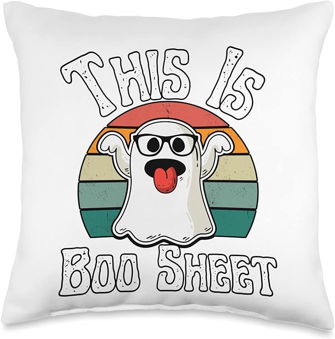 Boo Sheet Ghost Retro Halloween Costume Men Women Throw Pillow