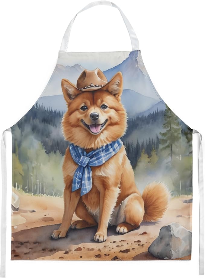 Caroline's Treasures Finnish Spitz Cowboy Welcome Apron Cooking Kitchen Server Baking Crafts Gardening for Adult Women Men, Unisex, Large, Multicolor