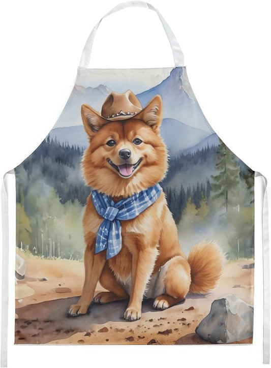 Caroline's Treasures Finnish Spitz Cowboy Welcome Apron Cooking Kitchen Server Baking Crafts Gardening for Adult Women Men, Unisex, Large, Multicolor