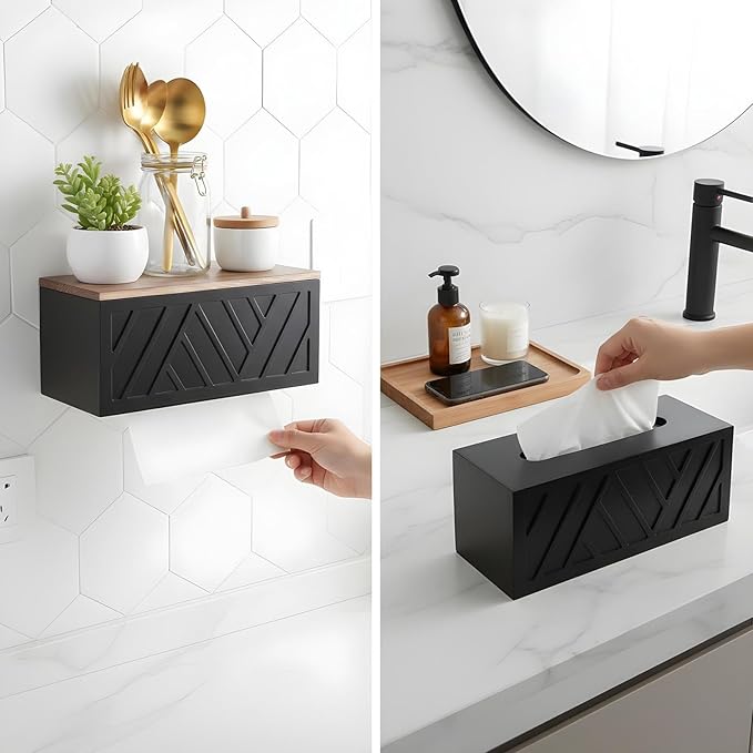 Paper Towel Dispenser Wall Mount Paper Towel Holder with Lid Solid Wood Commercial C-Fold, Z-Fold Hand Papers Towels Holder Dispenser Hand Towels Holders for Bathroom Kitchen Office Decor