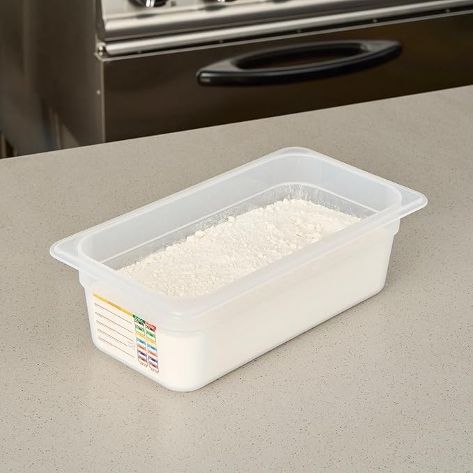 Restaurantware Food Storage Container 10 Pack of 12.7 x 6.8 x 3.9 Inches Plastic Stackable Storage Box White Reusable Label Container Dishwasher Safe For Restaurants And Kitchens