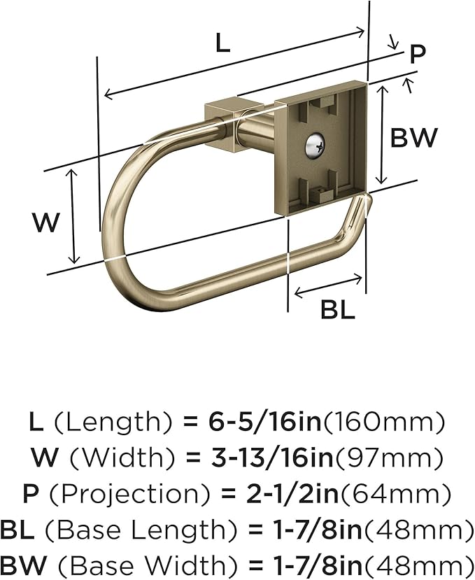 Amerock BH36071BBZ | Golden Champagne Single Post Toilet Paper Holder | 6-5/16 in. Length Toilet Tissue Holder | Appoint | Bath Tissue Holder | Bathroom Hardware | Bath Accessories