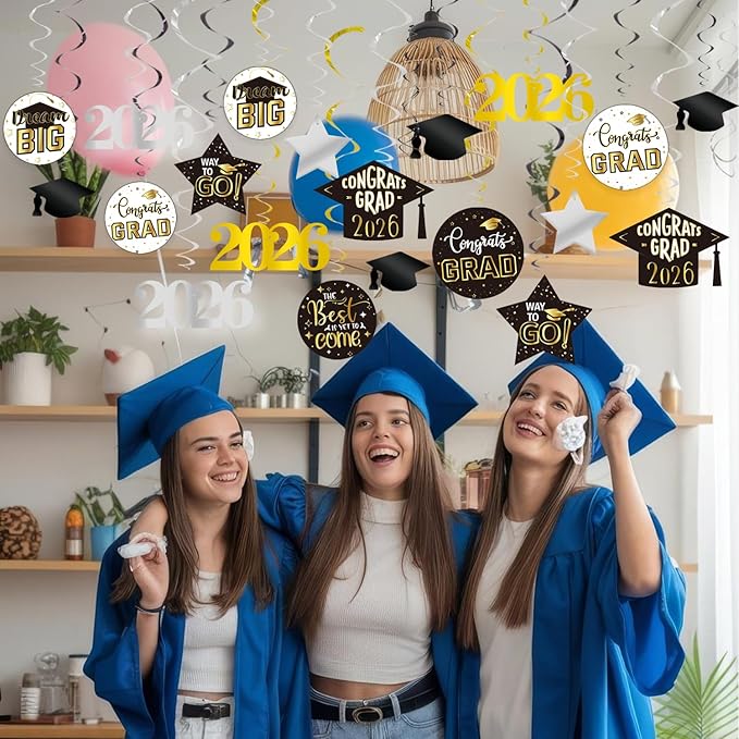 GOER 30 Pcs 2026 Graduation Party Supplies,Hanging Swirls for Graduation Party Decorations