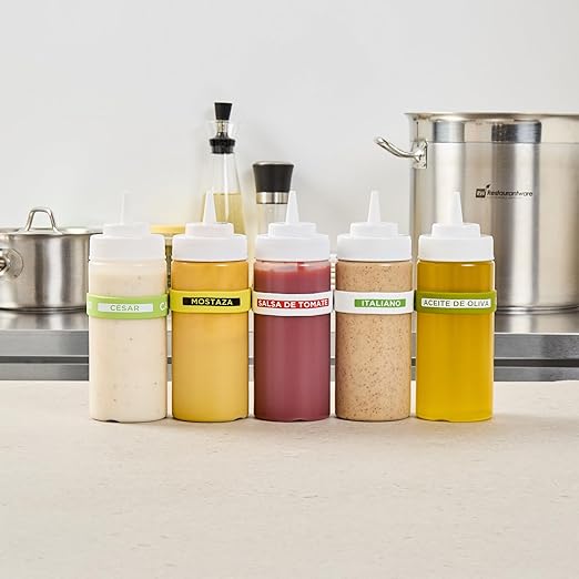 Restaurantware Silicone Squeeze Bottle Band 10 Count 2.75 Inch Dishwasher Safe Condiment Identification Band, Ketchup White Non-Slip Label Band for Condiment Labeling at Restaurants, Food Trucks