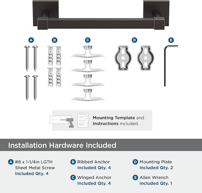 Amerock Appoint Oil-Rubbed Bronze 8 inch (203mm) Towel Bar, BH36075ORB