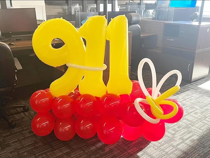 40 Inch Large Numbers Balloon, 4 Yellow Ballon for 4th 14 40 44 Birthday Party, Balloon 4 Number for Graduations Wedding Supplies