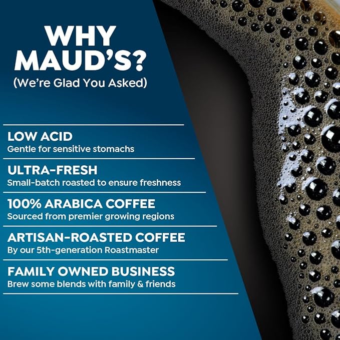 Maud's Decaf Medium Roast Coffee Pods, 18 ct, Decaffeinated Coffee in Single Serve Pods – 100% Arabica Coffee, Compatible with Keurig K Cups Maker