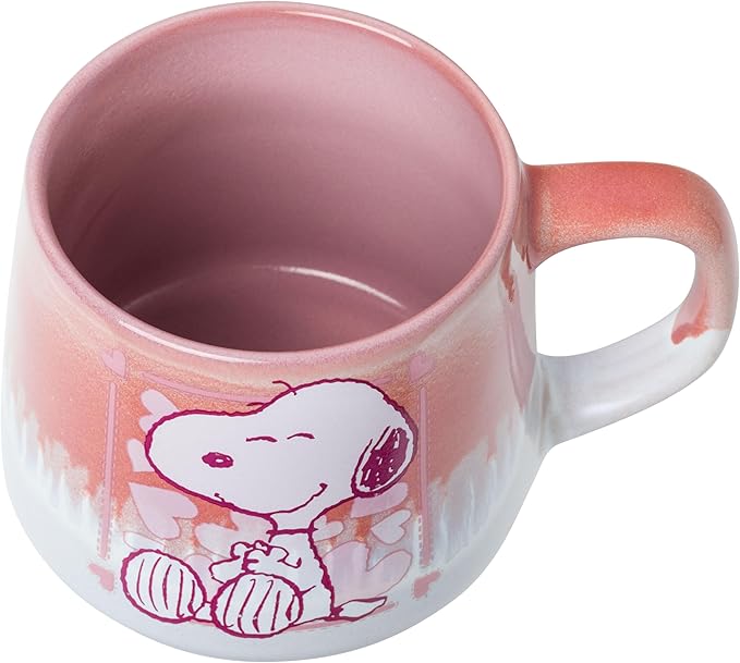 Silver Buffalo Peanuts Featuring Snoopy Hearts Love Reactive Glaze Tapered Pottery Mug, 18 Ounces