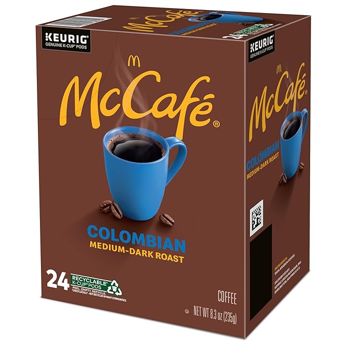 McCafe Colombian, Single Serve Coffee Keurig K-Cup Pods, Medium Roast, 96 Count (8 Packs of 24)
