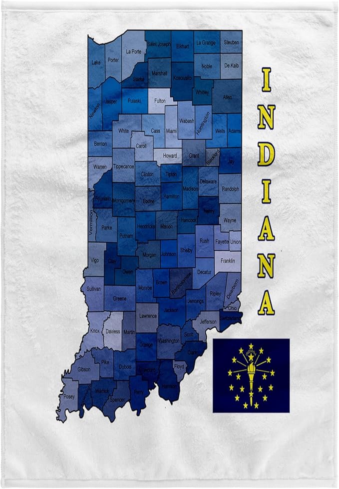 3D Rose TWL_185103_1 map the State of Indiana. Counties Labeled Colored, 15" x 22"