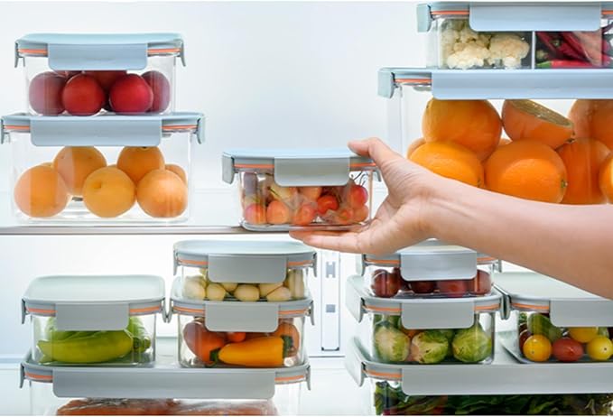 LocknLock LBF401RS5M Bisfree Modular Plus Food Storage Containers for Lunch, Meal Prep, Stackable, BPA-Free, Leakproof, Microwave, Dishwasher, Freezer-Safe, 10 Pieces, 5 Boxes and 5 Lids, Mint