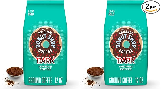 The Original Donut Shop Coffee, Dark, Dark Roast, Ground Coffee, 12 oz Bag (Pack of 2)