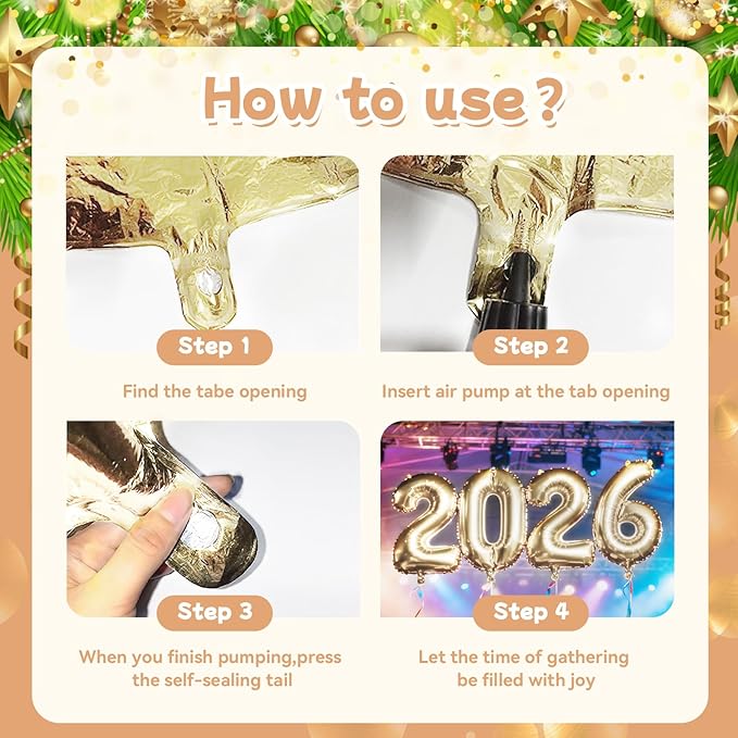 Champagne Gold 2026 Balloons, Jumbo 40 Inch Foil 2026 Number Balloons, Grad Balloons for Class of 2026 Graduation Party, Champagne Gold Matellic Foil New Year Birthday Home Office Party Supplies