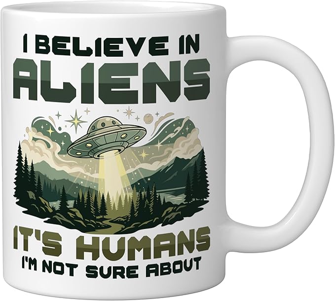 Alien Believer UFO Extraterrestrial Space Lover Ceramic Mug, White