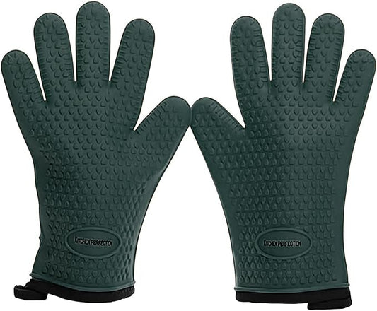 KITCHEN PERFECTION Silicone Smoker Oven Gloves - Extreme Heat Resistant BBQ Gloves - Handle Hot Food Right on Your Grill Fryer Pit | Waterproof Oven Mitts | Superior Value Set + 3 Bonuses